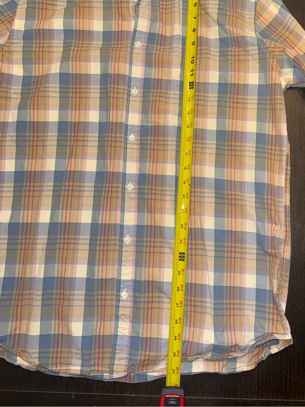 J Crew Mens Slim Button Up Shirt Size XLT Blue Beige Plaid Long Sleeve Woven
